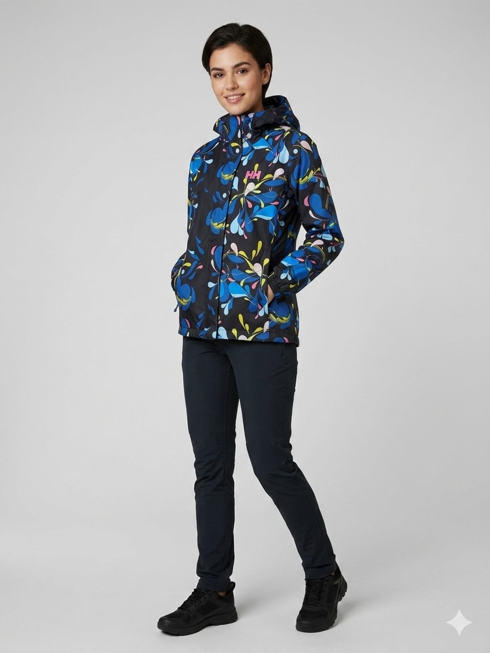 Helly Hansen Black Utility lightweight spring  Jacket Splash Print women’s small